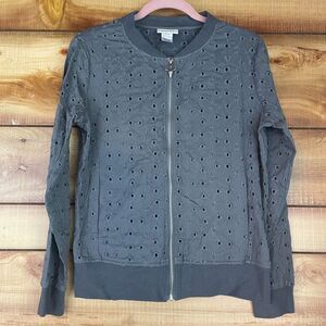 Ariat Jacket Womens Medium Revival Bomber Carbon Zero Gray Long Sleeve Full‎ Zip